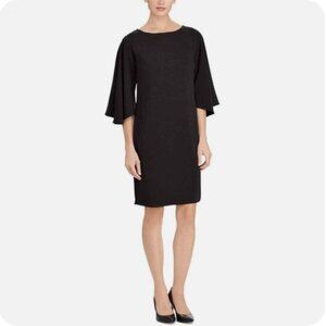 Lauren Ralph Lauren Black Long Sleeve Ruffle Dress, 16